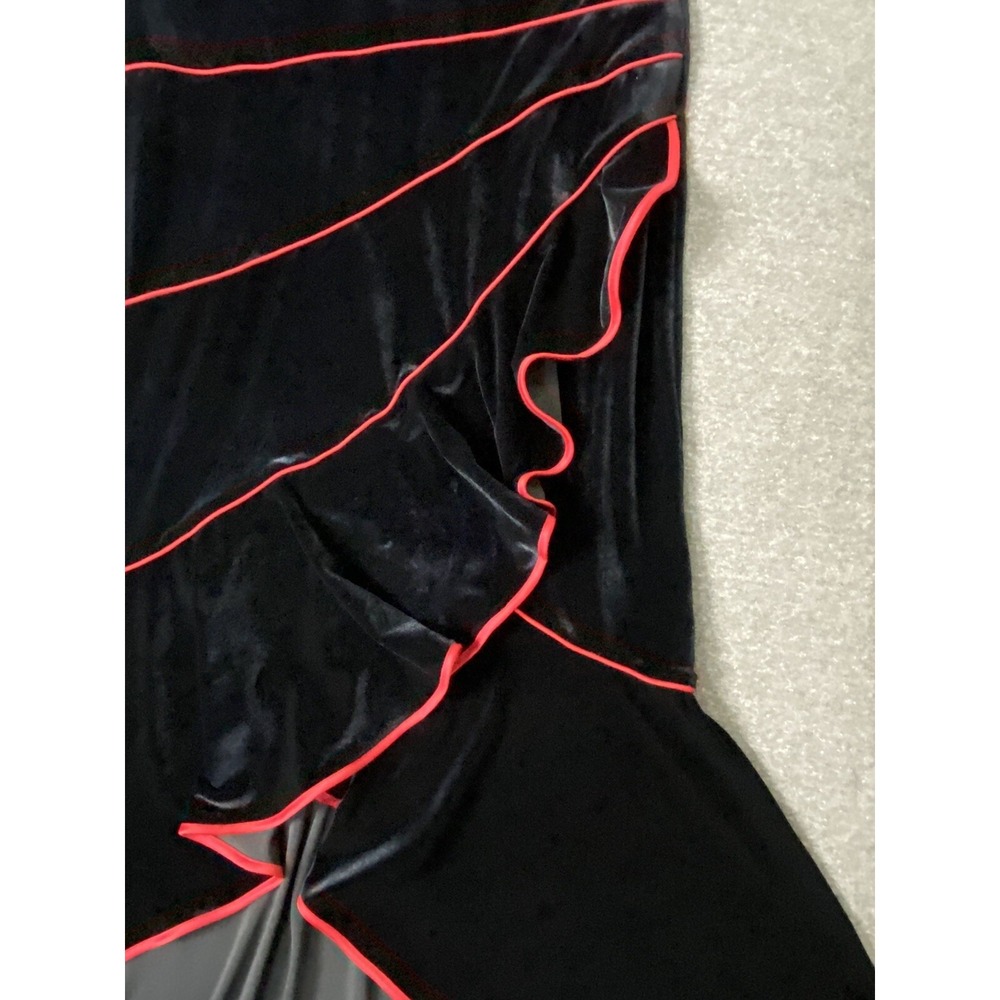 Vintage Niki Livas Dress 14W Black Red Velvet Whimsigoth Halter HOCO Vamp Formal - Picture 11 of 16